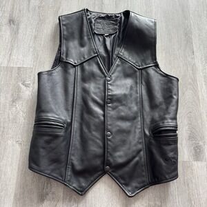 Vintage USA Camel Cigarettes Motorcycle Leather Vest Mens Lg Branded Garments
